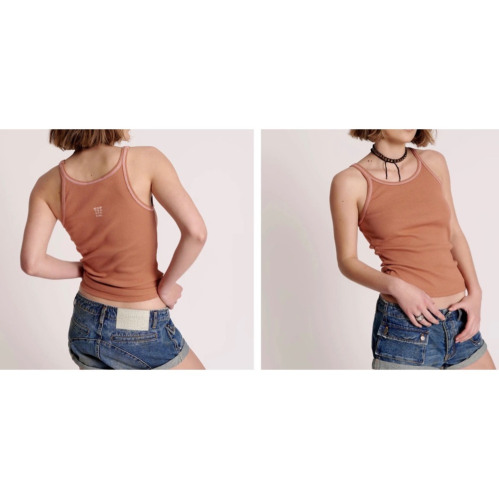 One Teaspoon NEW Rib Singlet Tank Top in Dessert/Brown Size‎ Medium